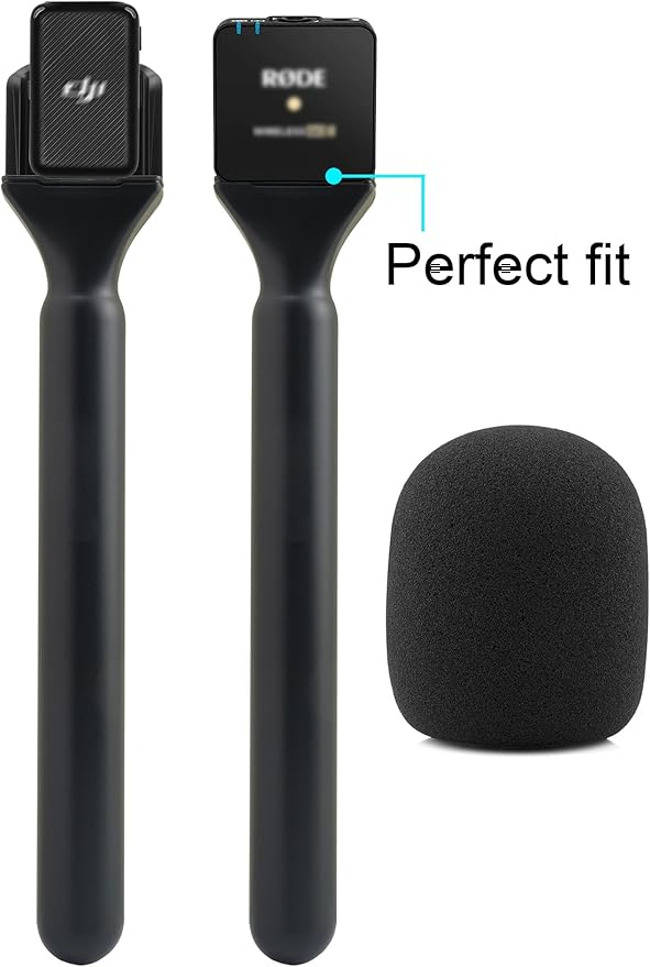 for Dji Handheld Mic Adapter, Stand for DJI/RODE/HOLLYLAND/BOYA/GODOX/ULANZI/Comica and More Wireless Transmitter Holder Interview Go Handle Stick with Cold Shoe Mount