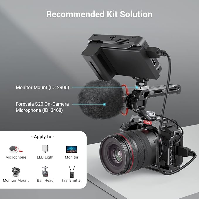 SmallRig Top Handle with 3/8"-16 Locating Pins for ARRI Grip for Camera Cage, Universal Video Rig with 5 Cold Shoe Adapters to Mount DSLR Camera with Microphone/LED Light/Monitor - 3765