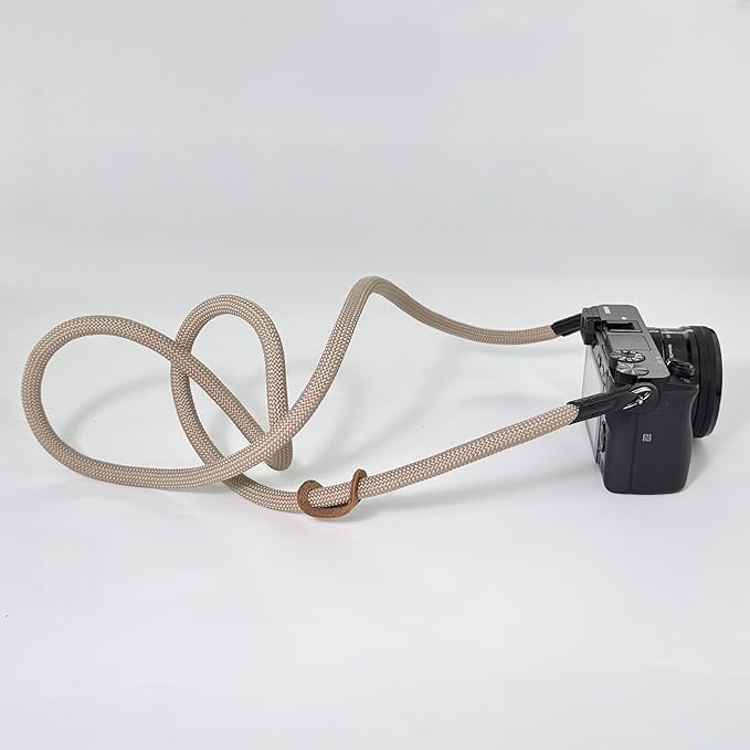 Little Fire Craft Camera Strap Crossbody Camera Neck Shoulder Strap 127cm Climbing Rope for Photographers Lanyard 10mm Thick - Khaki