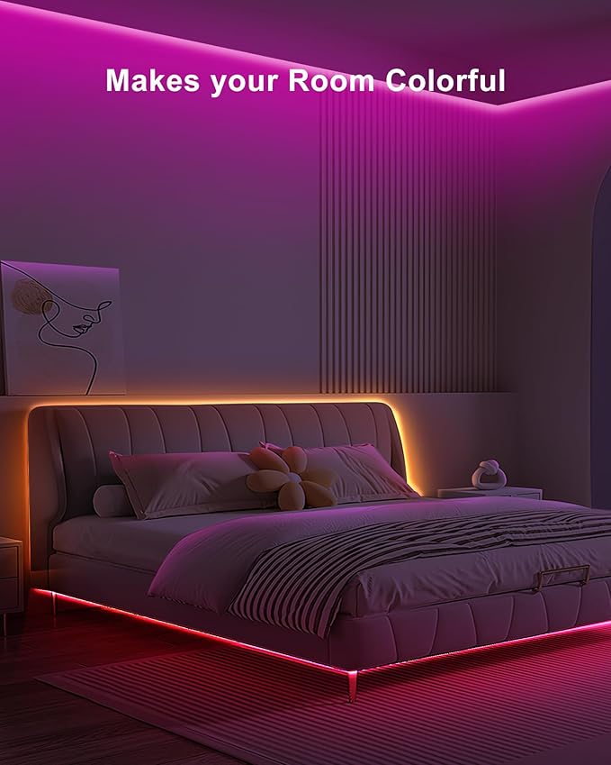 4.92ft Bluetooth RGB COB Led Strip Lights with Remote, Dimmable Smart App Led COB Light Strip, Color Changing Music Sync, Indoor RGB Led Lights for Bedroom, Home Decor, Party