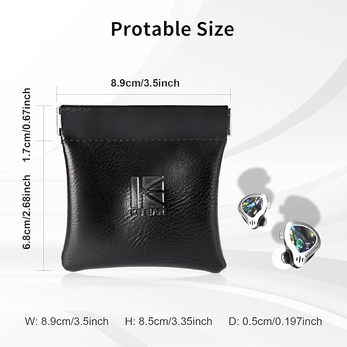 1 Pack Earphone Storage Case Bag for IEM,in Ears,Earbuds,Portable Carrying Storage Case,Travel Bag Leather Jewelry Pouch, Kbear BP01 Suitable for KZ ZS10/ZS10 Pro/ZST/ZS10 PRO X/AS10/AS16/CastorZA12