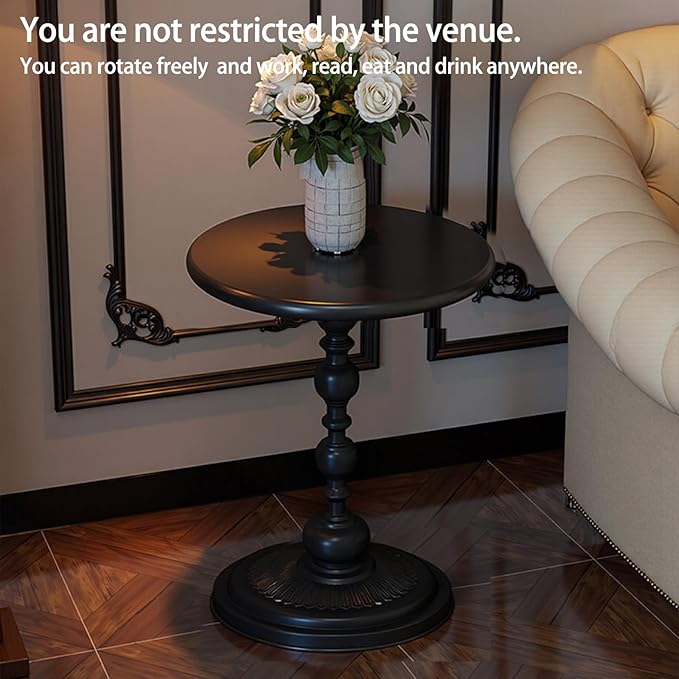 2 Set Pedestal Metal Round Side Table, Black Sofa Table, Small TV Tray Table for The Sofa in The Living Room and Bedroom, Bed, Chair, Mini Coffee Table, Headboard Table, 13.77 (W)*20.47 (H)
