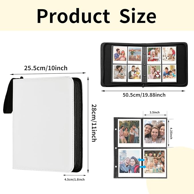 Polaroid Photo Album Book with 240 Pockets 3.5x4.25 Inch Pictures Fits for Polaroid i-Type, 600, SX-70，Go instant photos and Fujifilm Instax Wide Square Photos（White）