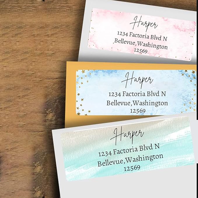LINMAGCO Personalized Return Address Labels Gold 500 Pcs Mail Labels for Envelopes Weddings Self Adhesive Rectangle Elegant Name Stickers……
