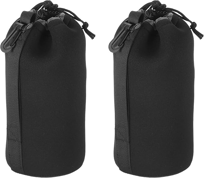 PATIKIL Camera Lens Bag, 2x 3.5" IDx9.8 H Neoprene Lens Pouch with Thick Protective Lenses for DSLR, Black