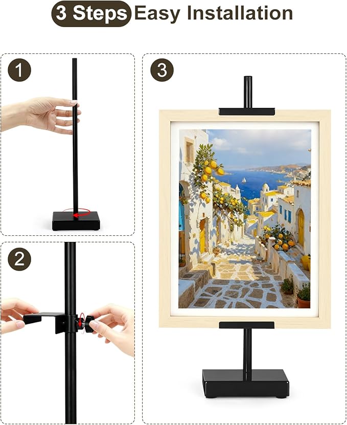 Adjustable Tabletop Easel Stand, Black Picture Easels for Display Up to 17" H, Metal Picture Frame Holder Stand Table for Art, Photo (2 Pack)