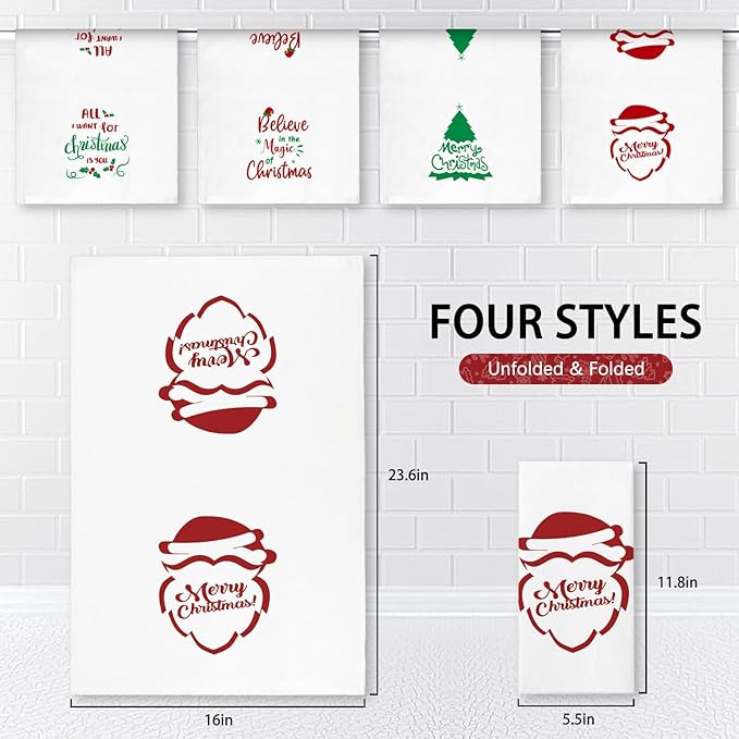 Nialnant Set of 4 Christmas Dish Towels for Kitchen and Bathroom, Housewarming Gifts Christmas Decoration for Kitchen-16 x 23.6 Inch