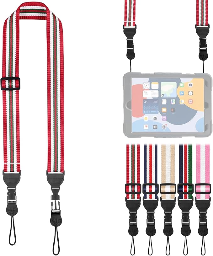 Adjustable Shoulder Strap, Comfortable for Camera Neck Lanyard iPad Strap iPad Strap for iPad, Camera, Binocular, Crossbody, Tablet, Laptop, Binocular, Luggage Bag(Red, Green White Red A27)