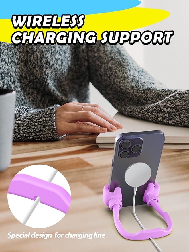 Easter Basket Stuffers for Teen Boys Girls Cell Phone Stand - 2 Pack Thumbs Up Lazy Phone Holder for Desk Birthday Easter Gifts for Kids Adults Women Men (Bright Purple & Avocado Green, 2)