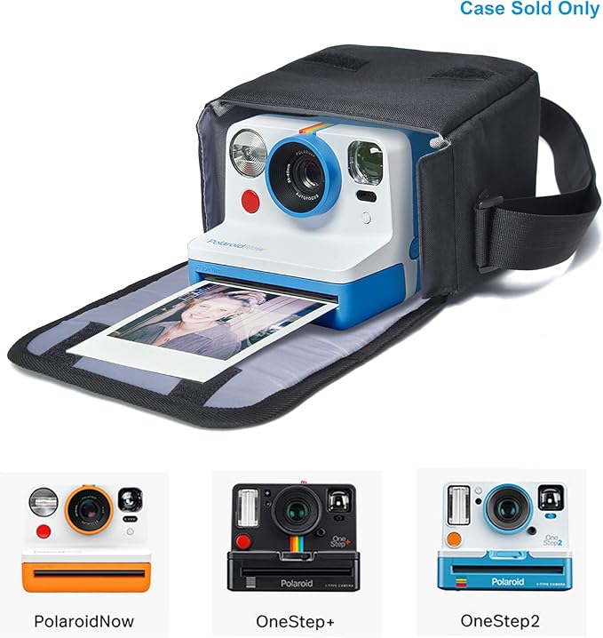 Cwatcun Polaroid Camera Bag, Travel Carrying Camera Shoulder Bag Case, Now I-Type Instant Film, Polaroid 600 Film Camera, Black