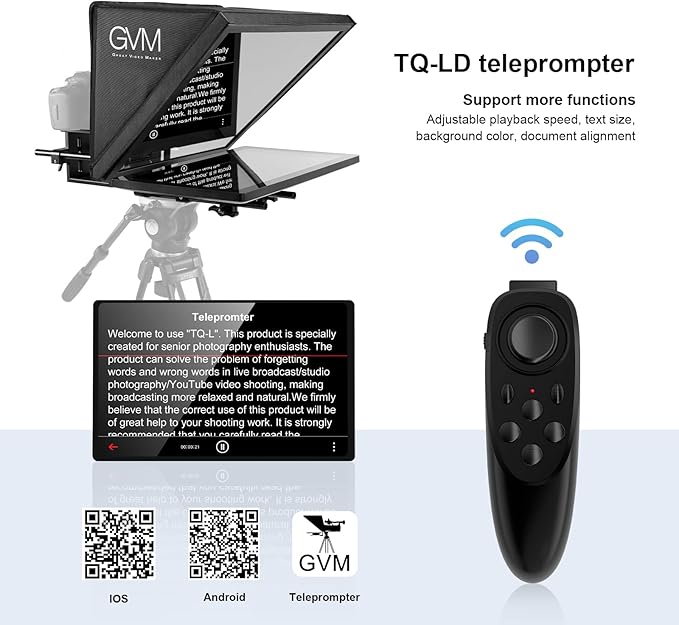 GVM Teleprompter Kit for Digital Cameras/camcorders Portable 18.5'' Teleprompter Kit with Remote Control & App,with 18.5" Android All-in-One Monitor and Carry Case