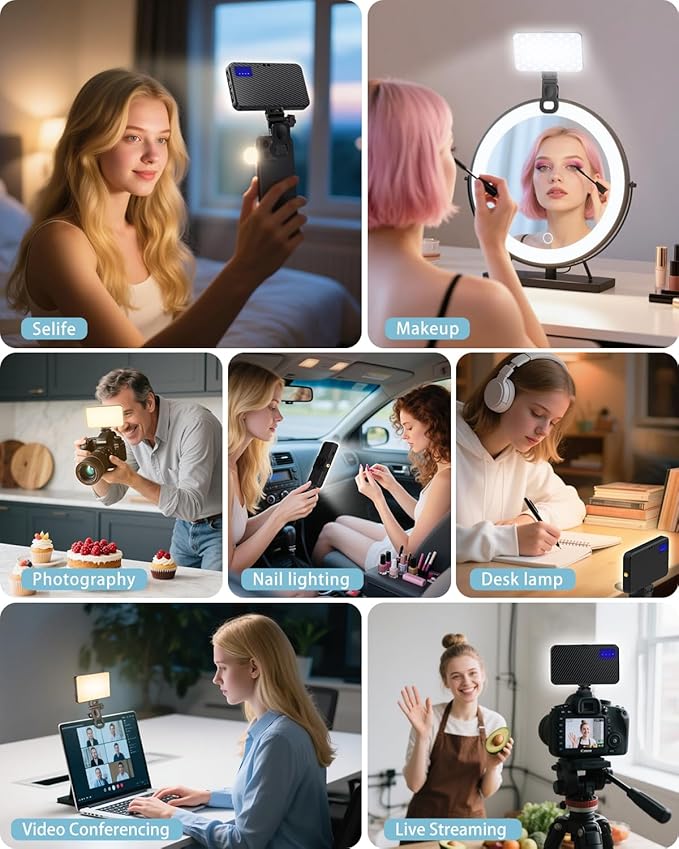 168 LED Phone Light, Selfie Light for iPhone/iPad/Camera, Portable Video Conference Lighting with Clip, Rechargeable 3000mAh CRI 95+, 3 Lights Modes Alix Earle Lights for Selfie, Makeup, Laptops, Vlog