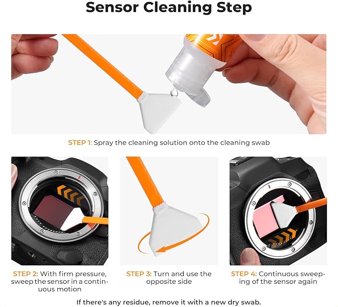 K&F CONCEPT 25-1 Professional Camera Cleaning Kit for DSLR Cameras with Full Frame Sensor Cleaning Swabs/60&20ML Lens Cleaner/Cleaning Wipes/Camera Blower/Lens Brush/Microfiber Cloths/Carrying Case