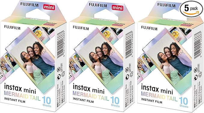 Fujifilm Instax Mini Mermaid Tail Film, Glitter Styles (10 Exposures) 3-Pack Bundle (3 Items)