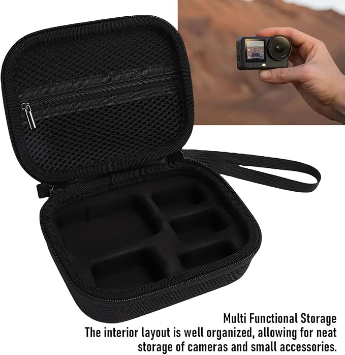 Vikye Carrying Case for Action 6, Water Proof Hard Carrying Bag for Camera Batteries Filter Mount, Hard Shell Action Camera Bag for Travel Cycling
