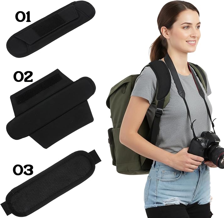 Xindojuz Extra Thick Shoulder Strap Pad, Black Shoulder Pad for Bag Strap, Soft Removable Backpack Pads Padded Shoulders Straps Fastener Cushions for Women Men Guitar Duffle Bag Straps Replacement