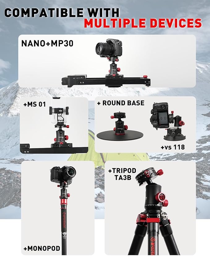 IFOOTAGE Komodo MP30 Ball Head,Metal 360° Rotating Ball Head with Panoramic Quick Release Plate, Compatible with Digital SLR（Load 22lbs）