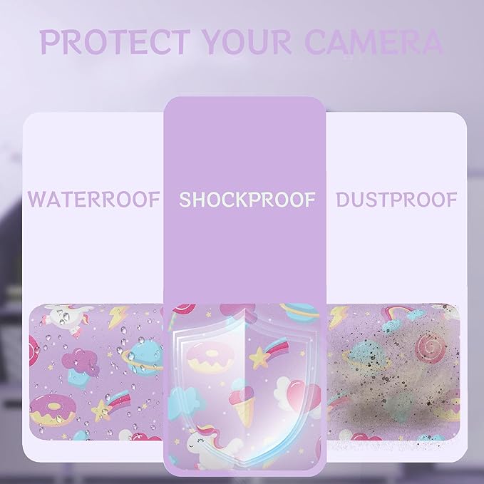 Leayjeen Kids Camera Case Compatible with Goopow/Dwfit/Slothcloud/Colofree/KIZJORYA Kids Camera Toys and Children Digital Video Camera,Best Christmas and birthday gifts-Purple Unicorn(Case Only)