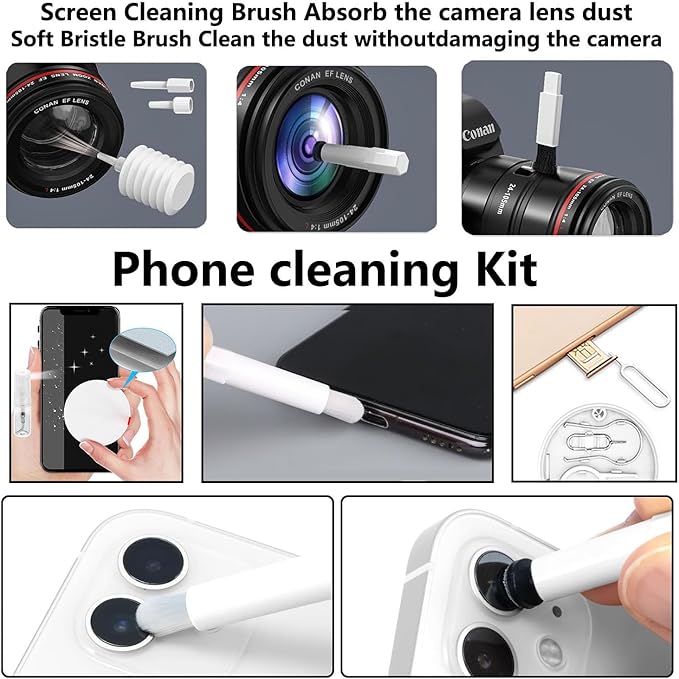 20 in 1 Multifunctional Cleaner Kit fit for Electronic Devices, Keyboard Cleaning Kit, Versatile Computer Screen Cleaning Brush Tool for Smartphone,Earbuds Camera Monitor Tablet (Black)