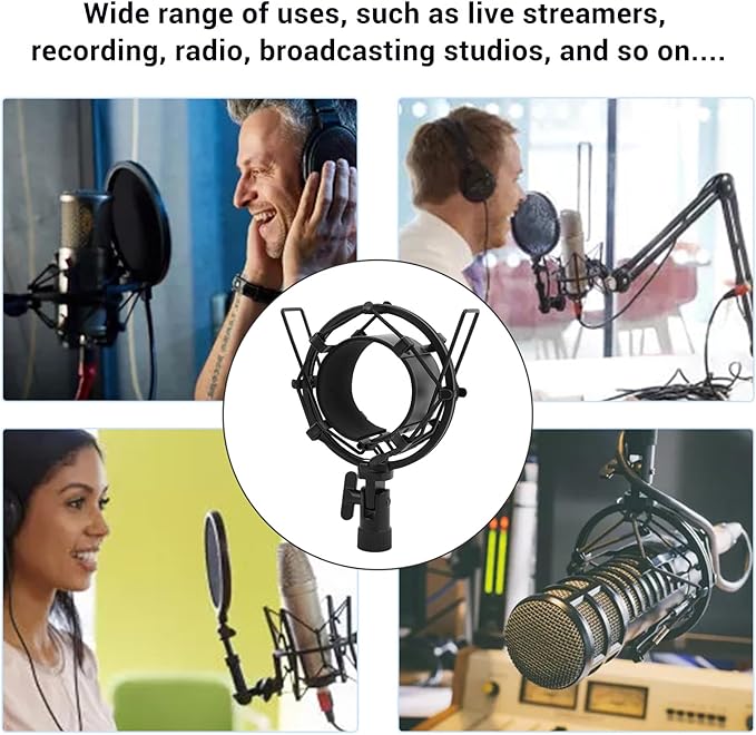 Microphone Shock Mount, Universal Shockmount For Microphones 55-60Mm In Diameter, Anti Vibration and Noise Mic Clip Holder Mount with Soft Pad