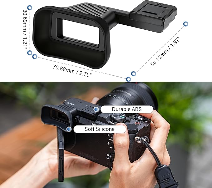 Upgraded A7C II A7CR Eyecup Eye Cup with Hot Shoe Cover, Soft Silicon Extended Viewfinder Eyepiece for Sony Alpha 7CII 7C R 7C II (Not Fits A7C) with Built-in Cold Shoe Mount for LED lights Microphone