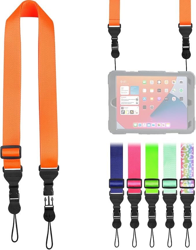 Adjustable Shoulder Strap, Nylon Camera Strap, Comfortable Neck Strap for iPad, Cellphone Tablet, Camera, Laptop, Binocular, Luggage Bag (Orange Universal Lanyard)
