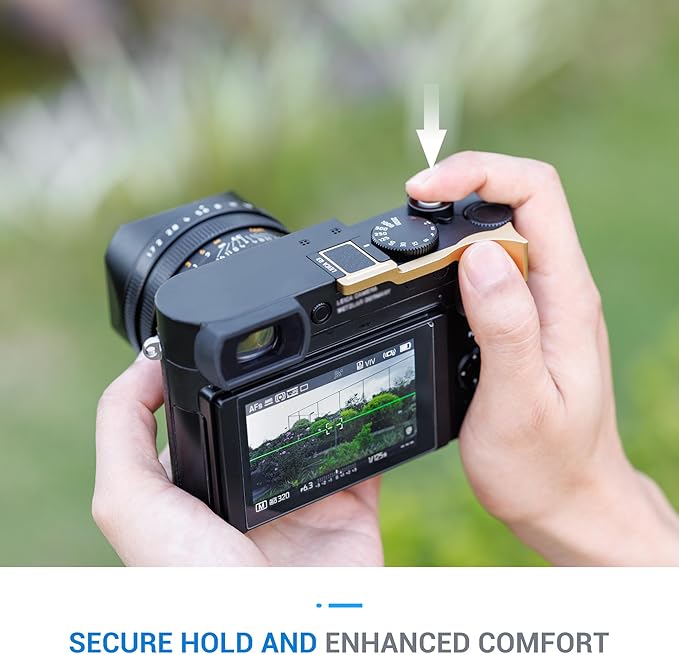 JJC Deluxe Metal Thumb Up Grip for Leica Q3 43/Q3/Q2 Cameras, Hot Shoe Thumb Rest Support Grip for Stable and Safe Hand Hold, with Anti-Scratch Silicone Pad, Not Affect The Use of Camera Buttons