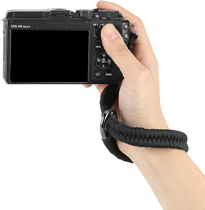 Hargedis Camera Wrist Strap, Hand-Woven Camera Hand Strap High-end and Secure Universal Adjustable, Suitable for Canon Sony Nikon Panasonic Fujifilm Olympus (Black)