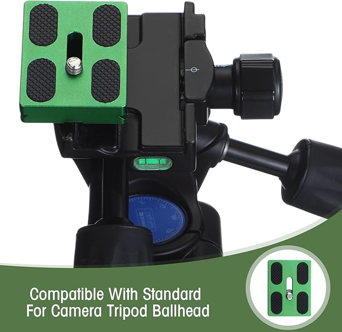 Frienda 2 Pieces Metal Quick Release Plate with 1/4''-20 Camera Screw Tripod Mount Plate Fits Standard for DSLR Camera Tripod Ball Head (Green,Pu50)