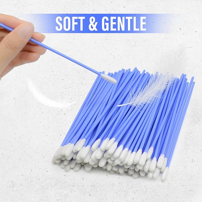 Wellgler's 6.42'' Gun Cleaning Swabs, Long swabs,Gun Cleaning Supplies，Lint Free Foam swabs(Blue 200pcs)