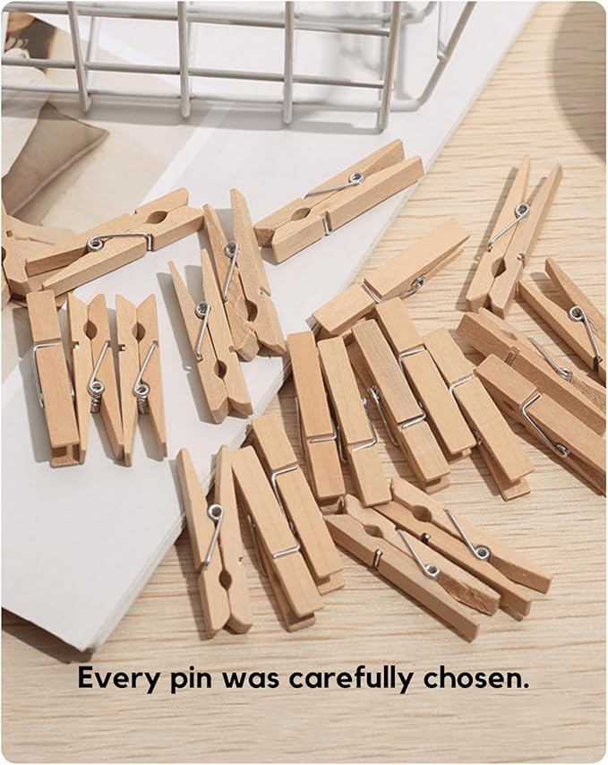 1.9 Inch Wooden Clothespins – 50 Pack Heavy-Duty Clothes Pins for Laundry, Crafts & Photos – Natural Wood Clips for Hanging, Clothesline & DIY Projects