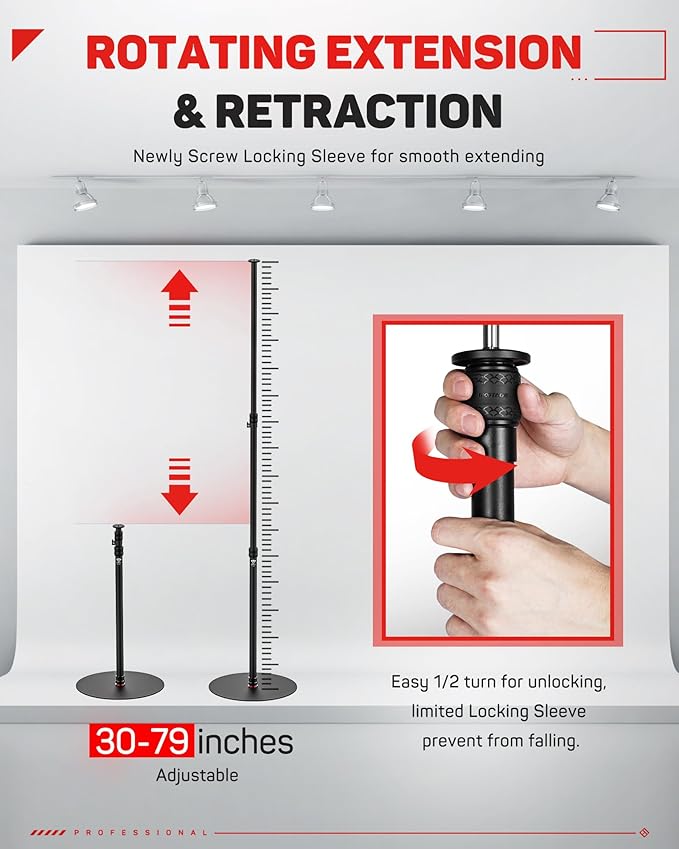 IFOOTAGE RB-A400 Round Base Light Stand Monopod, 79" Tripod Monopod for Cameras, Lights, Webcam, Live Streaming, Vlogging, Payload 22LBS