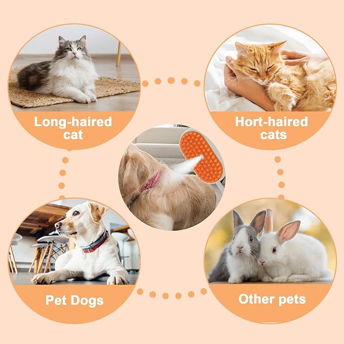 4-in-1 Cat Steam Brush Cat and Dog Anti-Static steam Brush with Spray for Massaging,cleaning,Shedding,Grooming,2025 New Rechargeable Pet Grooming Brushes(purple)