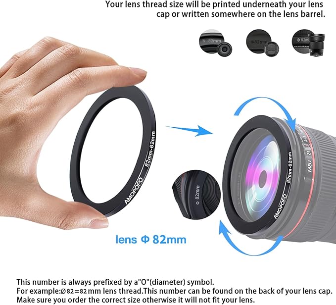 82mm to 62mm /82mm-62mm Step-Down Ring Filter Adapter for All Brands UV,ND,CPL,Metal Step-Down Ring Adapter