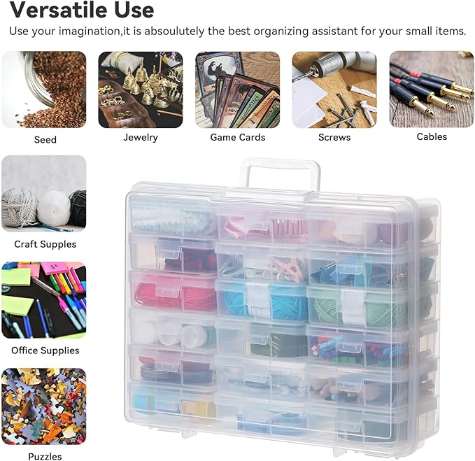 novelinks Stackable Plastic Clear Storage Box Containers with Latching Lid - Art Craft Supply Organizer Storage Containers for Pencil Box,Crayon, Jewelry (18 Pack Clear Small)