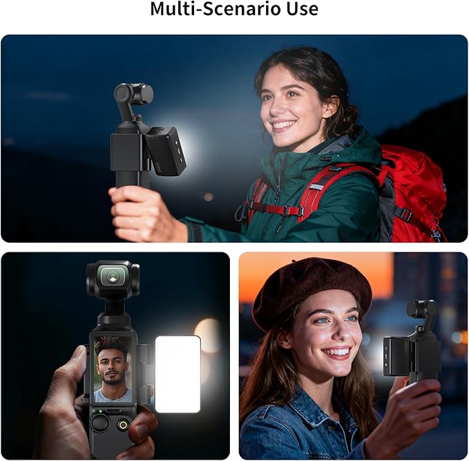 VRIG LED Light for DJl OSMO Pocket 3 Accessories, 360° Adjustable Mini Selfie Vlog Video Auxiliary Fill Lighting,500mAh, 5800K, CRI ≥95, IPX4 Water Resistance,Brightness 3 Levels Adjustable