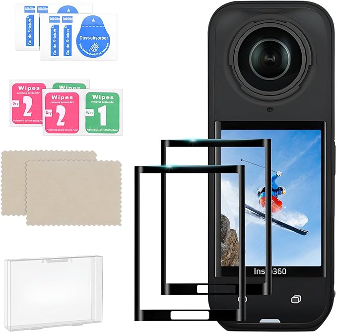 Screen Protector for Insta360 X5 Accessories (2 Pack), Tempered Glass LCD Display Film Screen Protective Cover for Insta 360 X5, Ultra Thin High Definition Full Coverage Anti-Scratch