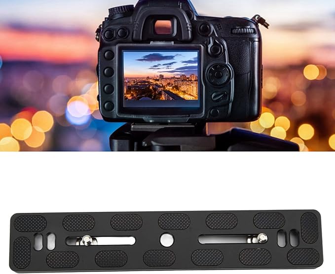 Quick Release Plate with 1/4 Inch Screw and D Ring, Arca Swiss Standard QR Plate for Camera Tripod Ball Head, Aluminum Alloy with Anti - Slip Rubber Pads (200mm)