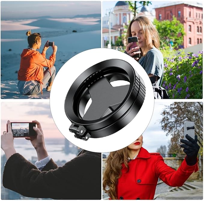 Anti Glare Magnetic Phone Filter, 52mm Polarizing Lens Quick Mount, Reduces Reflections Enhances Colors with Foldable Stand, Rotatable Polarizer Filter Compatible for Video Recording (2pcs)
