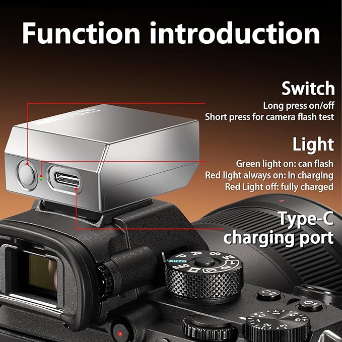 New Aluminum F1s Mini Camera Flash for Ricoh GR3/GR3X/Fuji/Sony ZV1/Nikon/Canon/Olympus/Digital Film Cameras,Portable Hot Shoe Speedlite for DSLR Camera(Silver)
