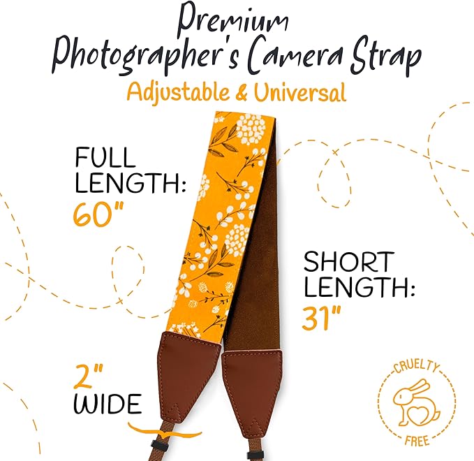 Art Tribute Camera Strap for All DSLR and Mirrorless Cameras. Add Your Name Or Initials Make It a Personalized Gift