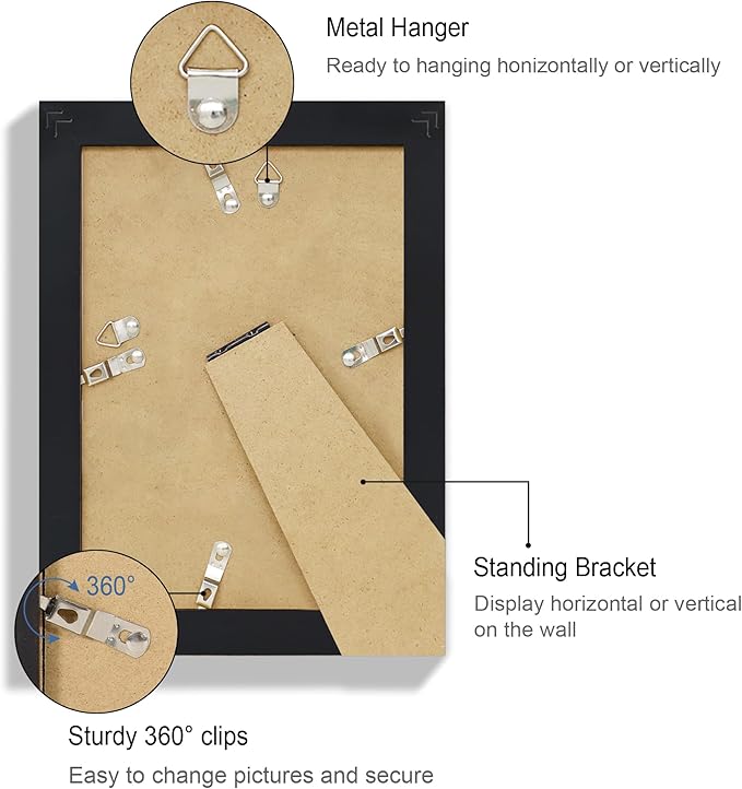 5.5 x 8.5 Diploma Frame Set of 4, Made of Real Glass and Black Frame, 5.5 by 8.5 Photo for Wall or Tabletop