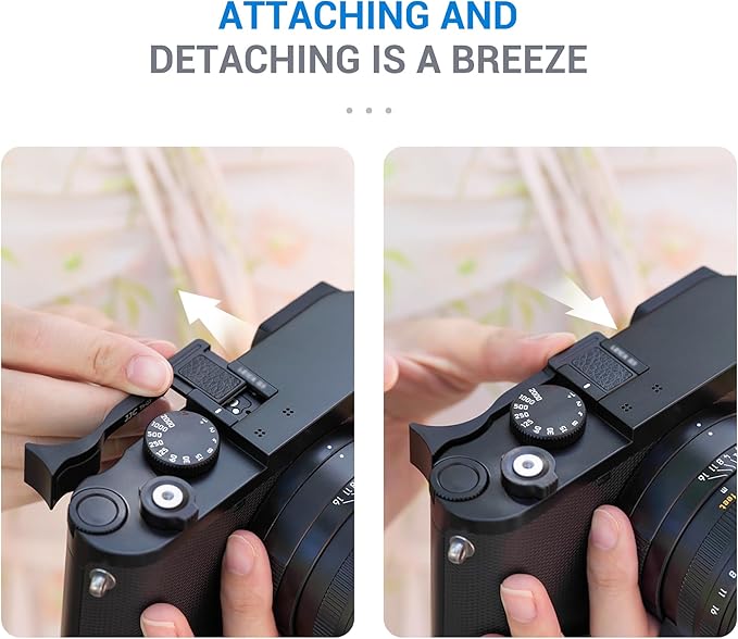 JJC Deluxe Metal Thumb Up Grip for Leica Q3 43/Q3/Q2 Cameras, Hot Shoe Thumb Rest Support Grip for Stable and Safe Hand Hold, with Anti-Scratch Silicone Pad, Not Affect The Use of Camera Buttons
