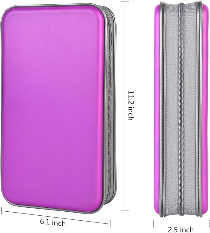 alavisxf xx CD Case, 96 Capacity Hard Plastic CD Holder Protective DVD Disc Storage Case Holder Portable Zipper CD DVD Organizer Storage Wallet for Car Home Travel (96 Capacity, Purple)