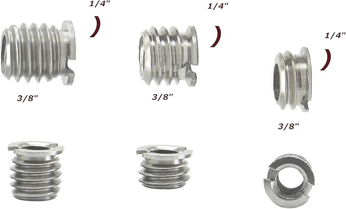 1/4" to 3/8" Convert Screw 5 Pack (3 Different Lengths Adapter Set) Desmond Camera Tripod Bushings