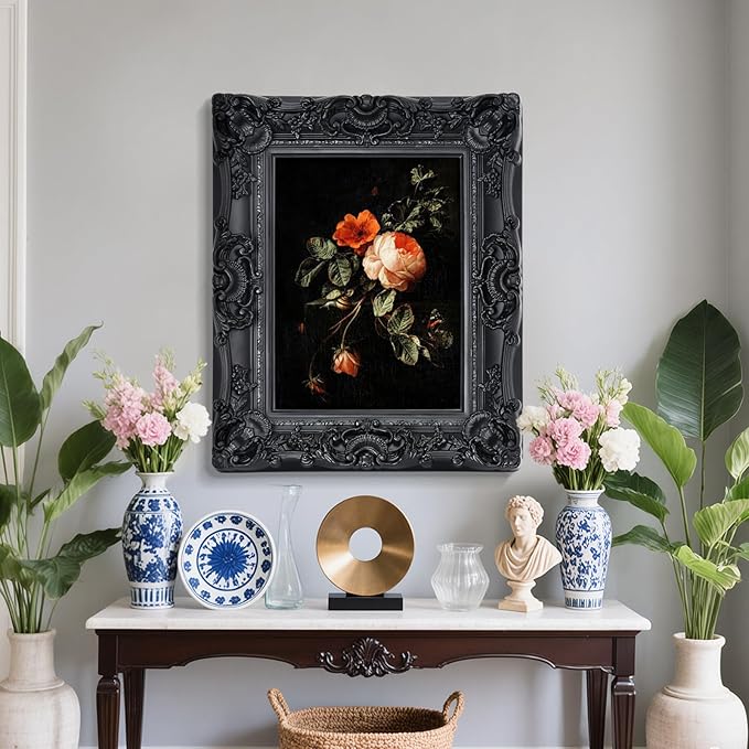 16x20 Black Frame,Gothic Ornate Large Picture Frame for Vintage Wall Hanging,Home Decor,Photo Display,Art