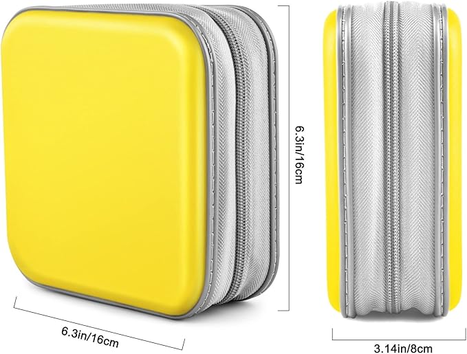 DVD Case Wallet Holder Binder - 48 Capacity CD/DVD Cases Storage Holder Binder Organizer Wallet Book for Car, Home, Travel (Yellow)