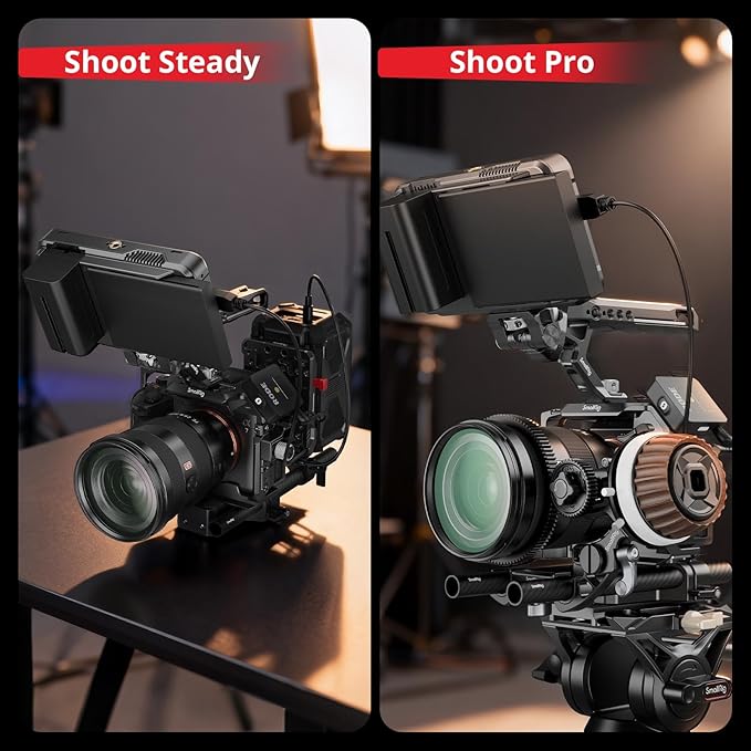 SMALLRIG Camera Base Plate Kit with 15mm LWS Rod Rail Clamp, Carbon Fiber 15mm Rods (8'' / 20cm), for Sony A6500 A6600 A6300, for Canon R5 R6, for Sony A7SIII / A7III, Both for Cameras & Cages - 5609