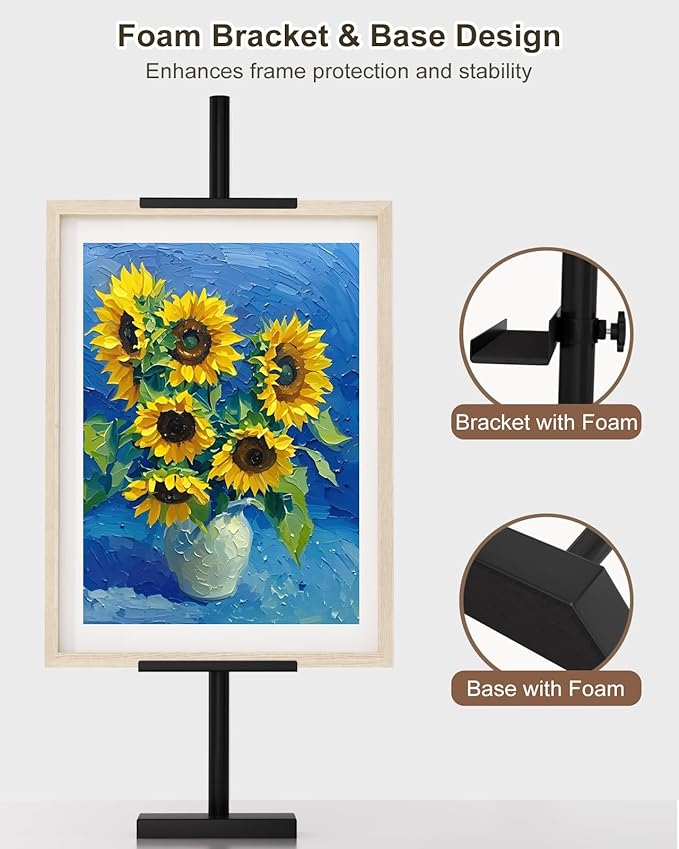 Adjustable Tabletop Easel Stand, Picture Easels for Display Up to 29" H, Metal Picture Frame Holder Stand Table for Art, Photo (Black)