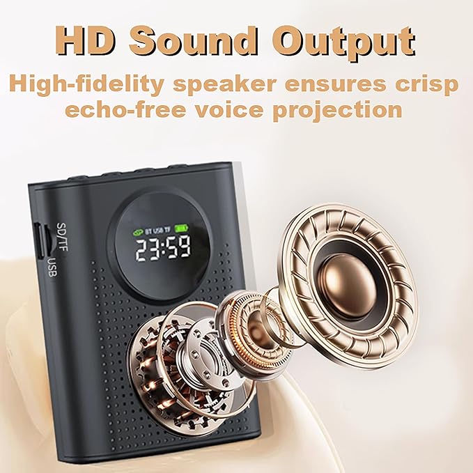 BSONE Voice Amplifier with Wireless Microphone for Teachers – Portable Bluetooth Clip-On PA System with Lapel Mic and Speaker for Classroom,Tour Guide, Meeting Presentation, Conference